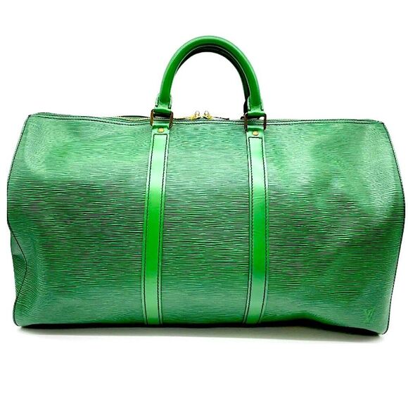 LOUIS VUITTON Green Epi Leather KeepAll Boston Travel Duffle Bag VI881 LV55 - Picture 2 of 15